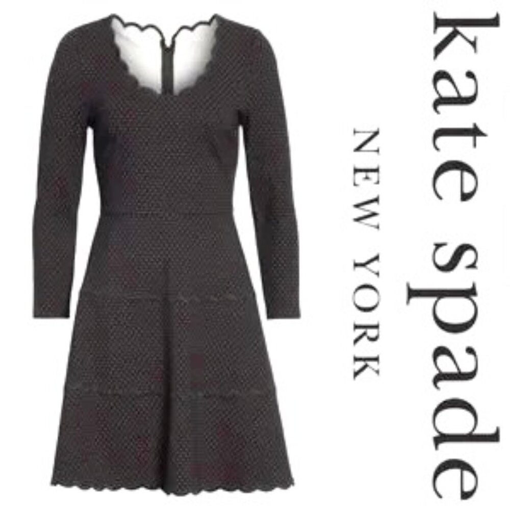 Kate Spade black with white polka dot fit and flare dress-size 2